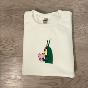 Plankton Heart Valentine White Sweatshirt